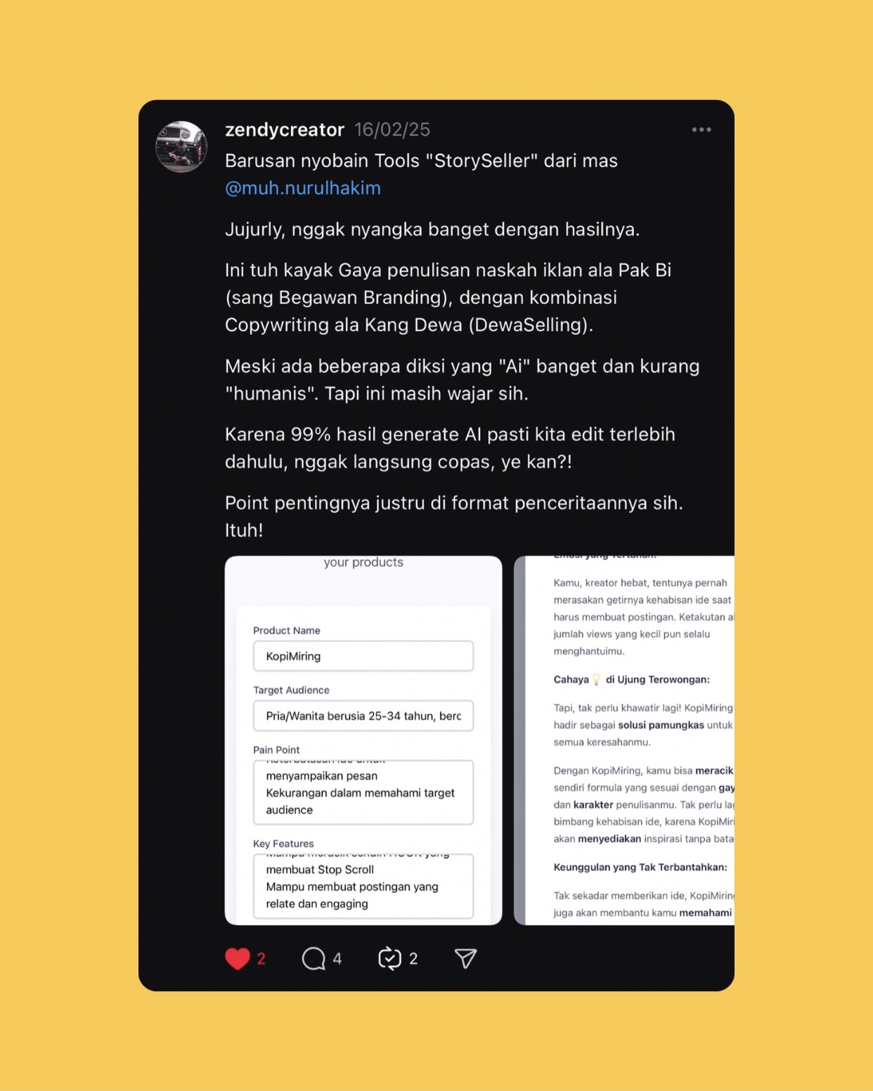 Testimonial Zendy Creator